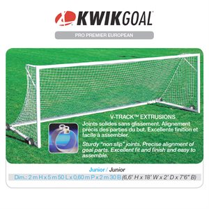 Buts de soccer junior KWIKGOAL PRO PREMIER EUROPEAN avec roues anticrevaison Version Montréal