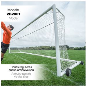 Pair of Kwik Goal Pro Premier Euro Match Goals 8'x24'x3'x9' with Swivel Wheels