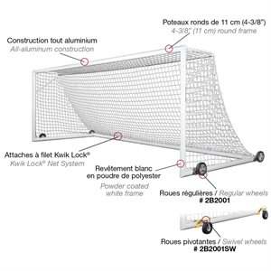 Paire de buts de soccer kwik goal pro premier euro. match 8' x 24' x 3' x 9'