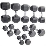 Short Rubber-Covered Hexagonal Dumbbell