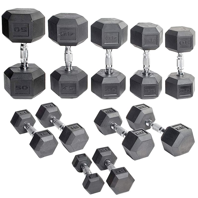 Short Rubber-Covered Hexagonal Dumbbell Short Rubber-Covered Hexagonal Dumbbell