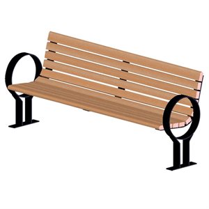 Park Bench, Plastic and Painted Steel, with Back, 72"