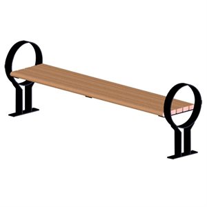 Park Bench, Plastic and Painted Steel, Backless, 72"