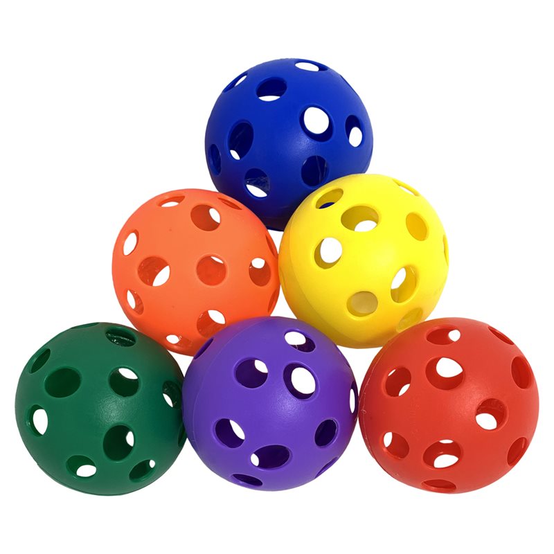 Ensemble de 6 balles perforées en plastique - 7,5 cm (3")