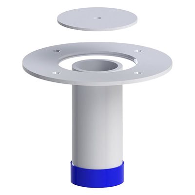 Ancrage flottant, tube acier zinc, couronne et couvercle inox, 1-7 / 8"