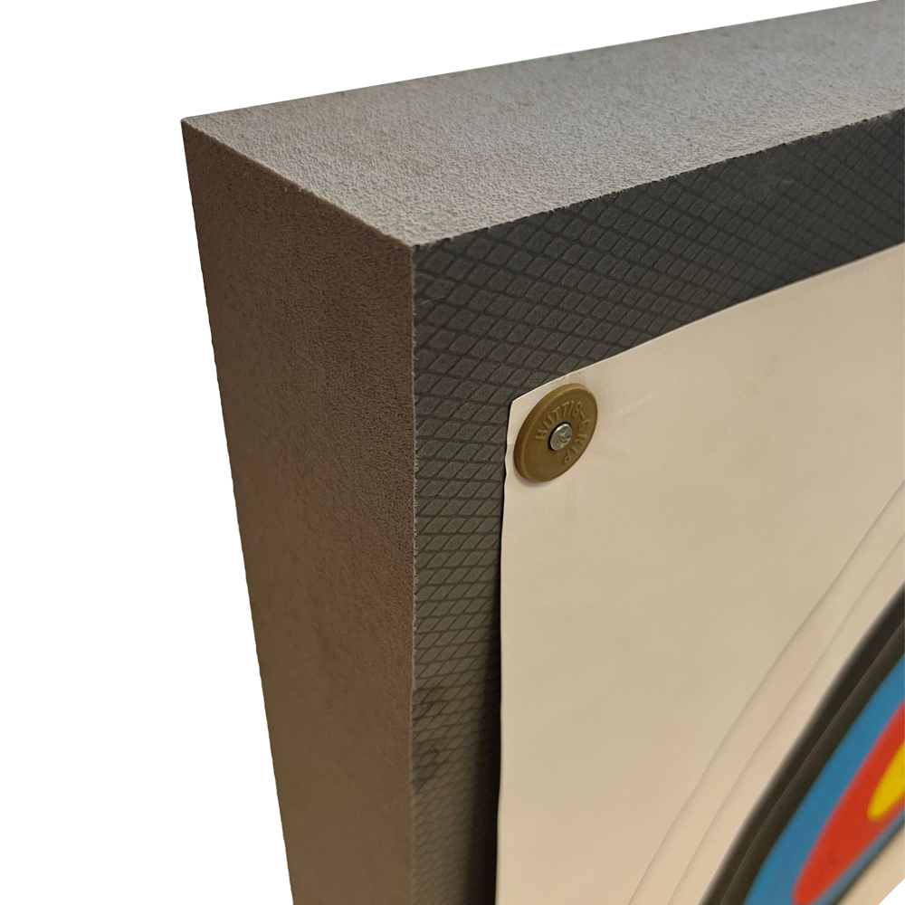 Coussin d'arrêt en mousse sur pieds avec cible en papier, 36" x 36"