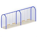 Balançoire en acier peint, 6 sièges, bleue