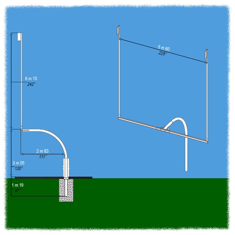 Gooseneck Type Football Goals in Galvanized Painted Steel