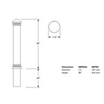 Bollard en acier et aluminium, 36"x5"