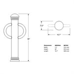 Bollard en acier avec 2 boucles pour vélo, 36"x5"