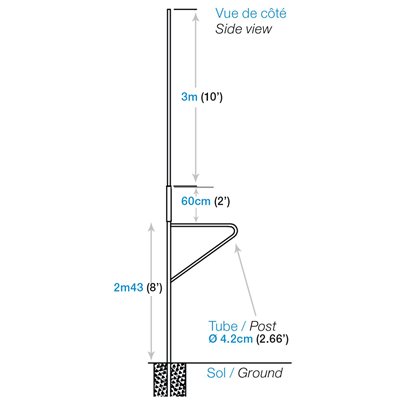 Paire de buts de football-soccer en acier galvanisé, 8'x24', non peint