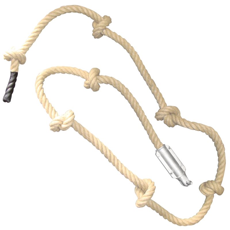 Climbing rope with knots