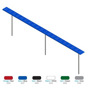 Fixed Bench w / o Back, Galvanized Steel and Plasvinyl, 15', Blue