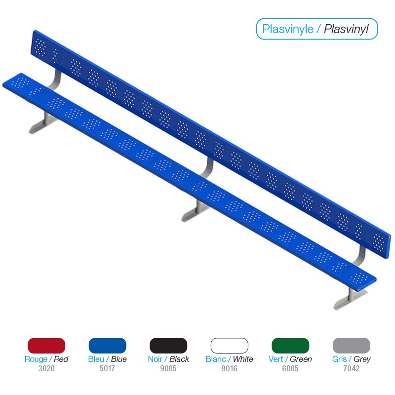 Portable simple bench with back, galvanized steel and plasvinyl