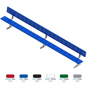Portable Bench with Back, Galvanized Steel and Plasvinyl, 15', Blue