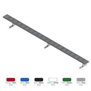 Portable Bench w / o Back, Galvanized Steel and Plasvinyl, 15', Grey