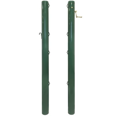 Pair of Tennis Round Poles with Anchors, Green