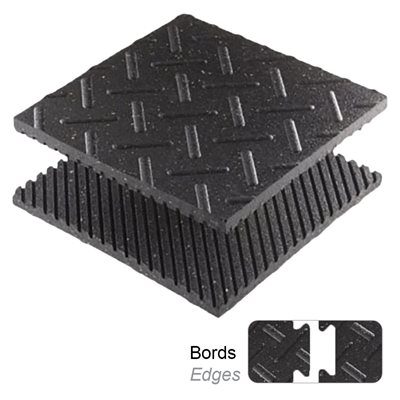 Recycled Interlock Rubber Tile, ¾" Thick, Black
