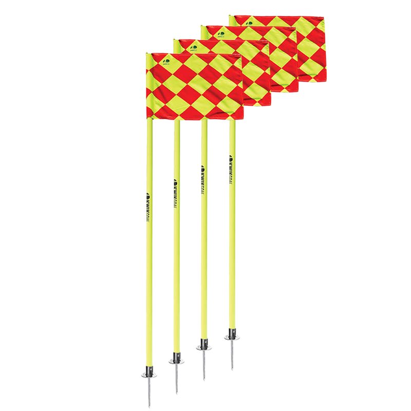 Set of 4 Yellow PVC Corner Flags with Fluorescent Flag