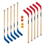 12 42" hockey sticks, 2 balls, 2 pucks