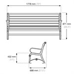 Huron Series Bench with Back, 6'