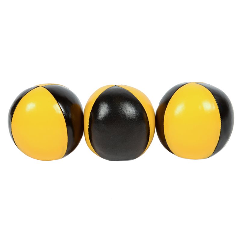 3 juggling balls, black and yellow