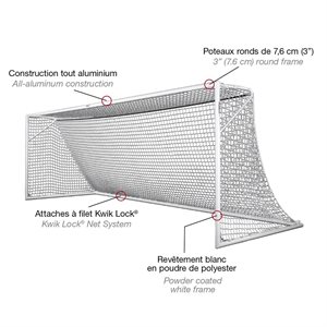 Pair of Kwik Goal® European Club Soccer Goals, 8' X 24' X 3' X 8'6"