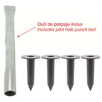 4 drapeaux de coin à ressort avec ancrages permanents