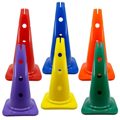 6 Hard Plastic Cones with Holed Sides, 18"