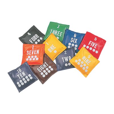 10 sacs de fèves numérotés en vinyle