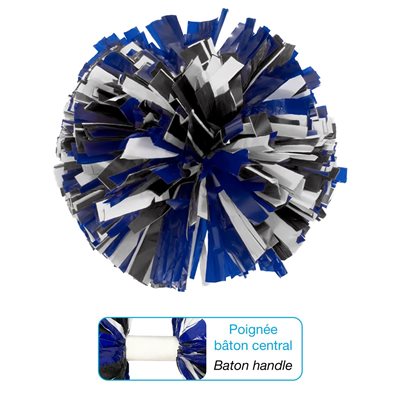 Pom-Pom de cheerleading, royal / blanc / noir