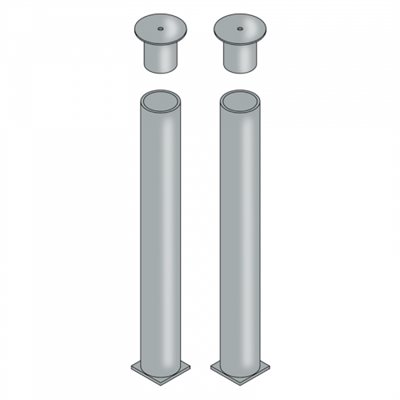 Paire d'ancrages galvanisés avec couvercle, 2-3 / 8"