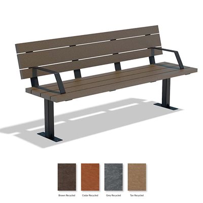 Banc de parc traditionnel avec dossier et accoudoirs, 6'