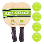 Pickleball set, 2 wooden paddles, 4 indoor balls