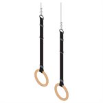 Pair of nylon straps laminated wood rings and cables