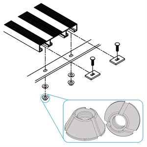 Quincaillerie antivol en acier zinc pour fixer 1 planche d'aluminium à trois supports