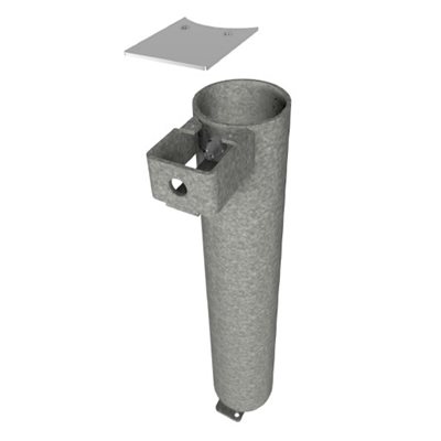 Ancrage pour gooseneck galvanisé 4” Ø avec boulon sur le côté et couvercle d’été