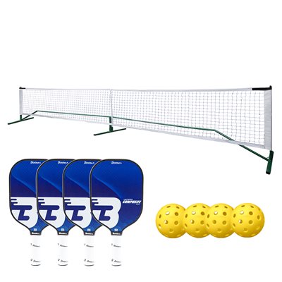 Filet de pickleball, 4 raquettes en composite et 4 balles