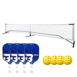 Pickleball net, 4 composite paddles and 4 balls
