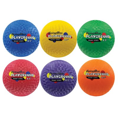 6 playground rubber balls, 7"