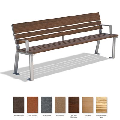 Rideau Series Bench, Back and Arm Rests, 6'