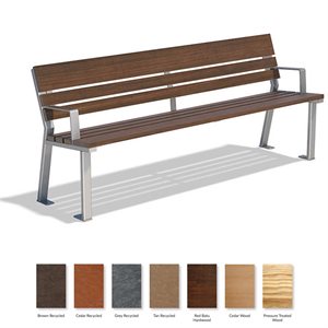 Banc de série RIDEAU, dossier et accoudoirs, 6'