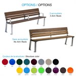 Banc de série RIDEAU, dossier et accoudoirs, 6'