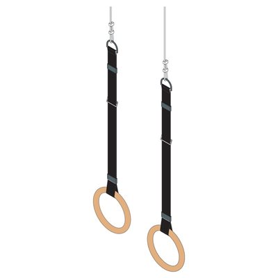 Wooden Rings with Straps and Steel Cable