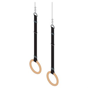 Wooden Rings with Straps and Steel Cable