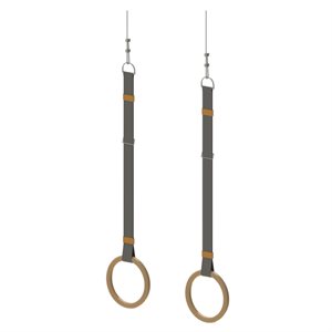 Wooden Rings with Straps and Steel Cable