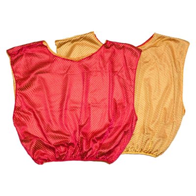 Dossard réversible en nylon jaune et rouge pour adultes