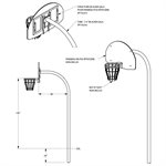 Structure de basketball permanente complète, panneau de polyéthylène