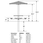 46” Square Picnic Table with Steel Shade Roof