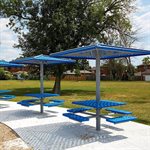 46” Square Picnic Table with Steel Shade Roof